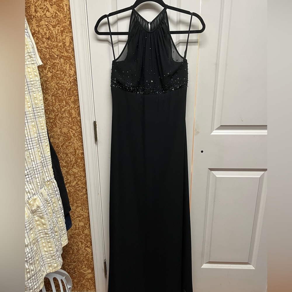 Michaelangelo Black Halter Maxi Dress